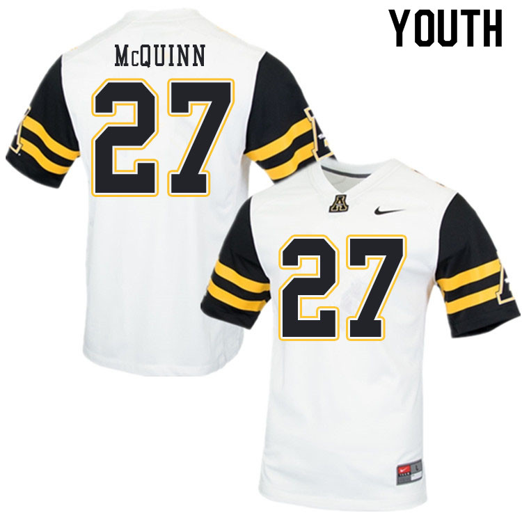 Youth #27 Matthew McQuinn Appalachian State Mountaineers College Football Jerseys Sale-White